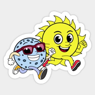 Sun Flees Moon Funny Total Solar Eclipse 2024 Sticker